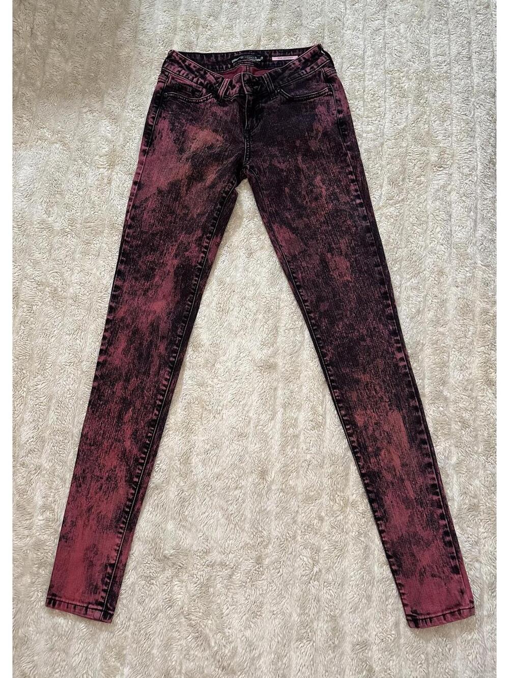 Lovesick The Skinny denim jeans Size 0 pink/black acid wash punk grunge emo